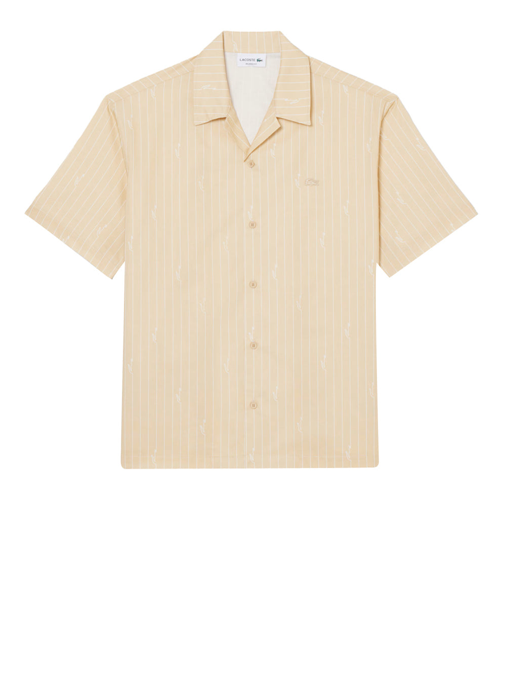 LACOSTE Camicia Lascoste In Twill Stampata Relaxed Fit - Beige