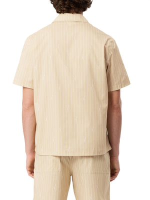LACOSTE Camicia Lascoste In Twill Stampata Relaxed Fit - Beige