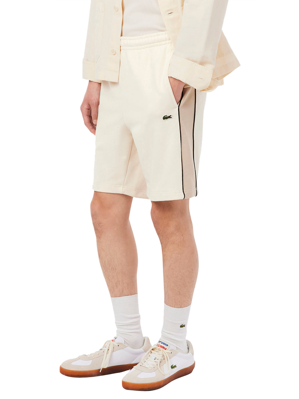 LACOSTE Shorts Lacoste In Tessuto Felpato Regular Fit Color Block - Beige