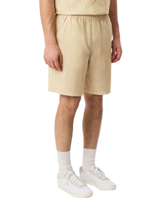 LACOSTE Shorts Lacoste In Cotone A Righe Stampa Coccodrillo - Beige