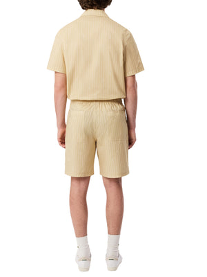 LACOSTE Shorts Lacoste In Cotone A Righe Stampa Coccodrillo - Beige