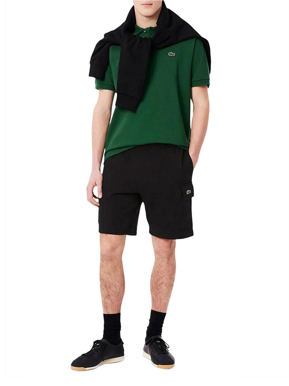 Lacoste Short Cargo In Cotone Felpato Lacoste - Nero