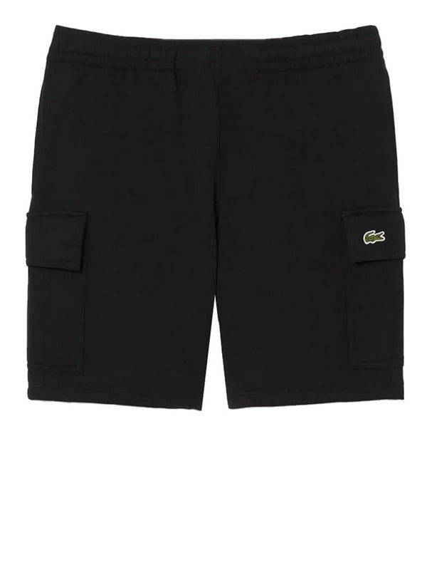 Lacoste Short Cargo In Cotone Felpato Lacoste - Nero