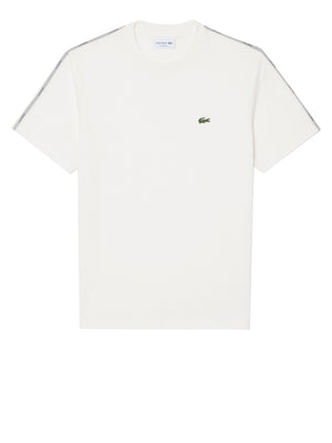 LACOSTE T-shirt Lacoste Con Fascia A Righe Con Marchio - Bianco
