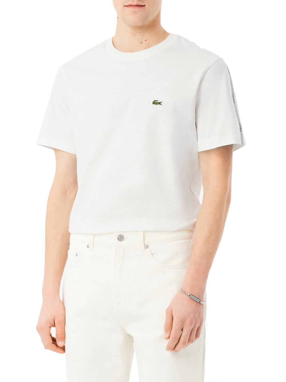 LACOSTE T-shirt Lacoste Con Fascia A Righe Con Marchio - Bianco