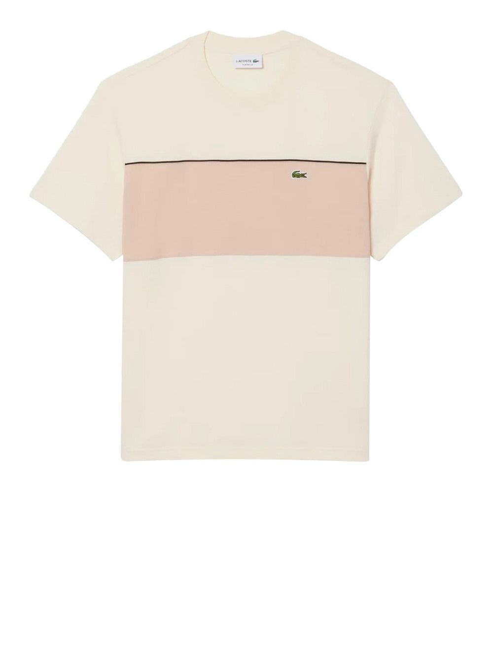 Lacoste T-Shirt Lacoste Color Block In Cotone - Beige/Rosa