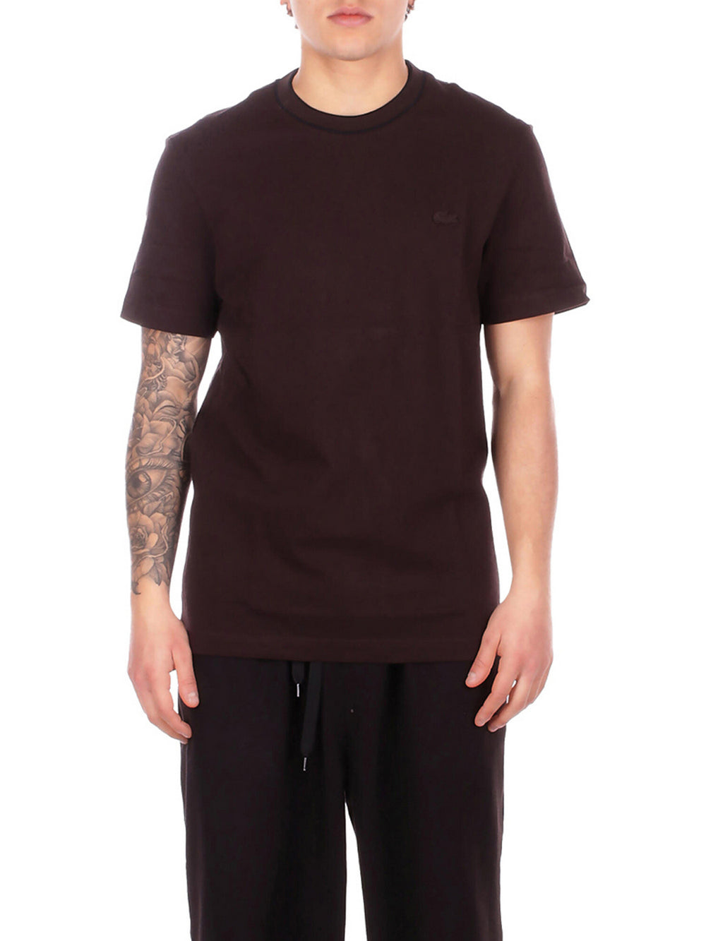 Lacoste T-Shirt Lacoste Con Colletto A Righe - Marrone
