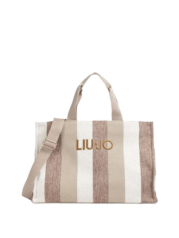Liu Jo Borsa a Mano Liu Jo L Striped Canvas - Sabbia