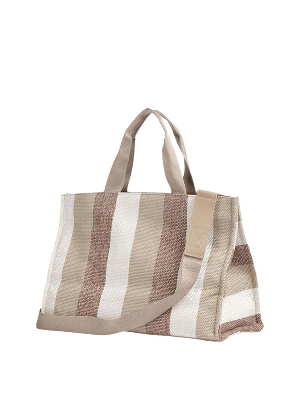 Liu Jo Borsa a Mano Liu Jo L Striped Canvas - Sabbia