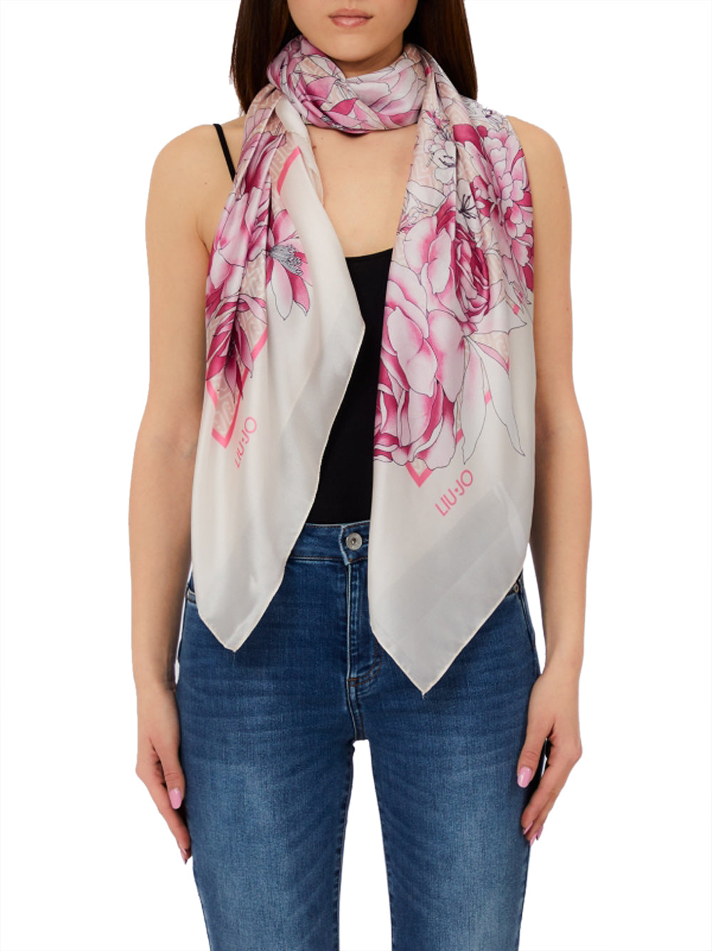 LIU JO SOFT1 Foulard Romantic Liu Jo - Bianco/Rosa