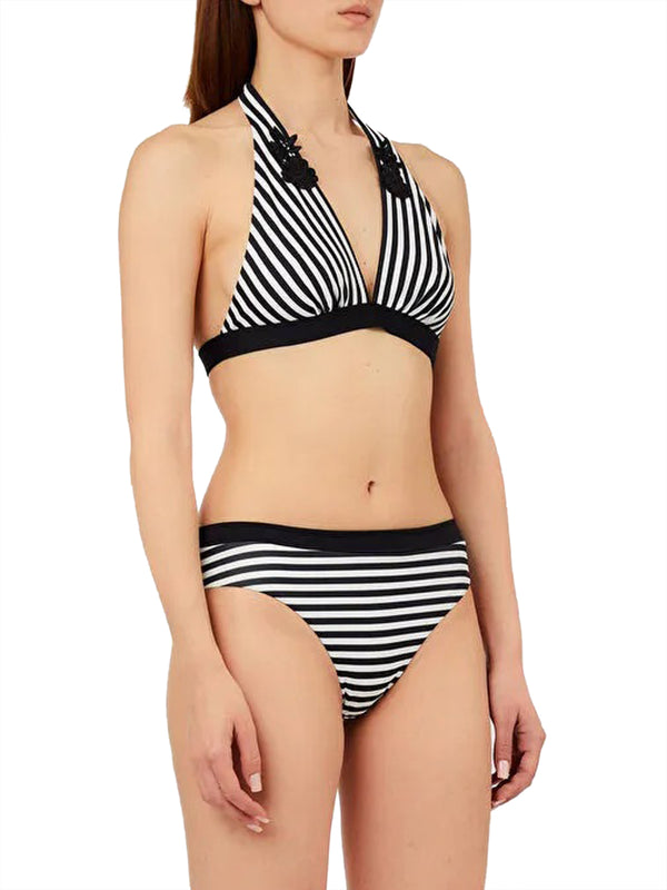 LIUJO BEACHWEAR Bikini Triangolone e Slip Alto Liu Jo - Nero/Bianco