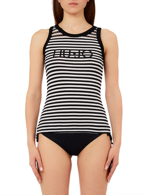 LIUJO BEACHWEAR Canotta Jersey Rigato Liu Jo - Nero/Bianco