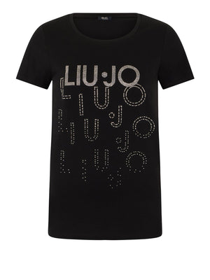LIUJO BEACHWEAR T-Shirt Liu Jo Logo Frontale Nero