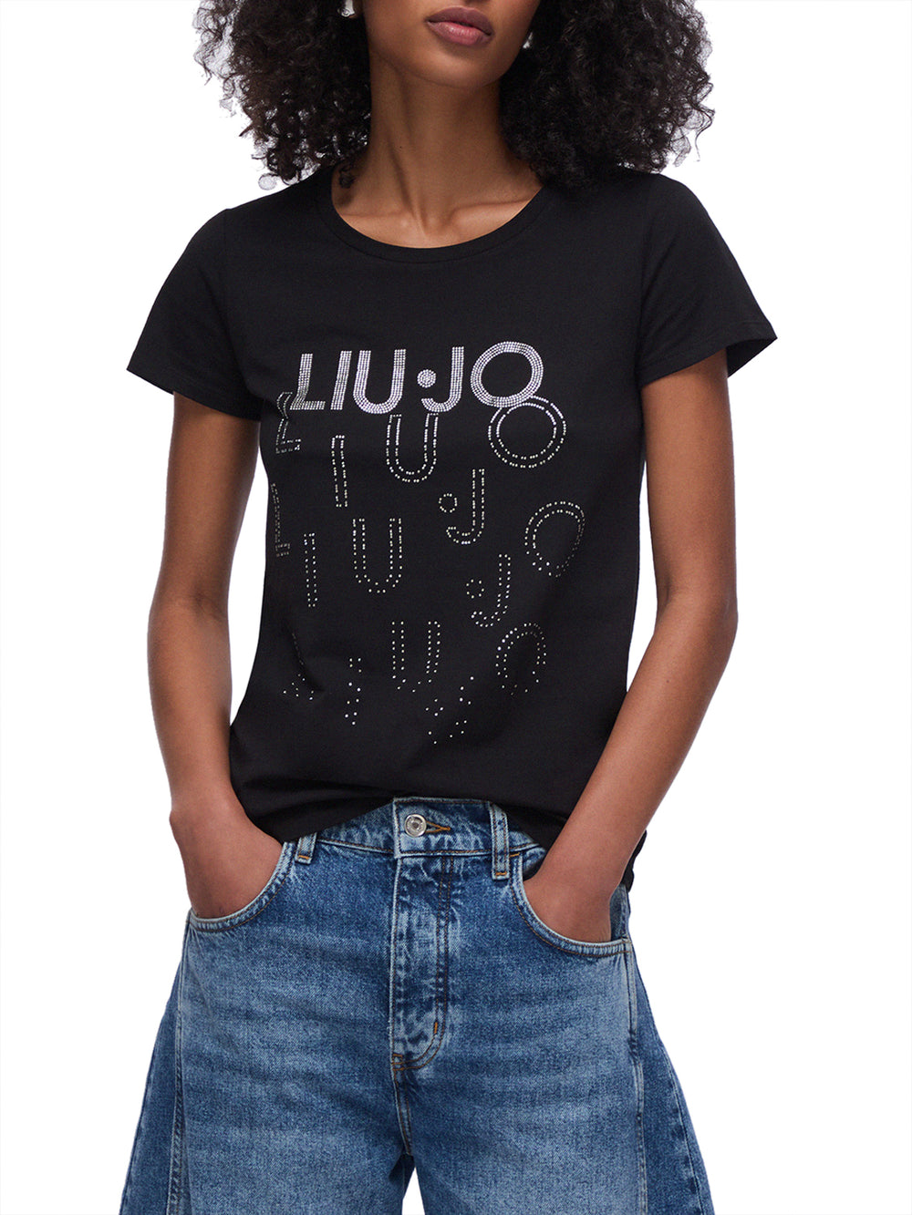 LIUJO BEACHWEAR T-Shirt Liu Jo Logo Frontale Nero