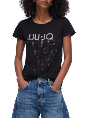 LIUJO BEACHWEAR T-Shirt Liu Jo Logo Frontale Nero
