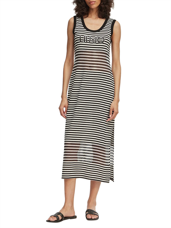 LIUJO BEACHWEAR Abito Liu Jo Lungo A Righe - Nero Bianco