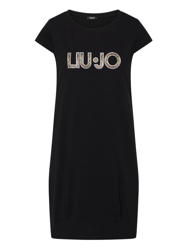 LIUJO BEACHWEAR Abito Corto Con Maxi Logo Liu Jo - Nero