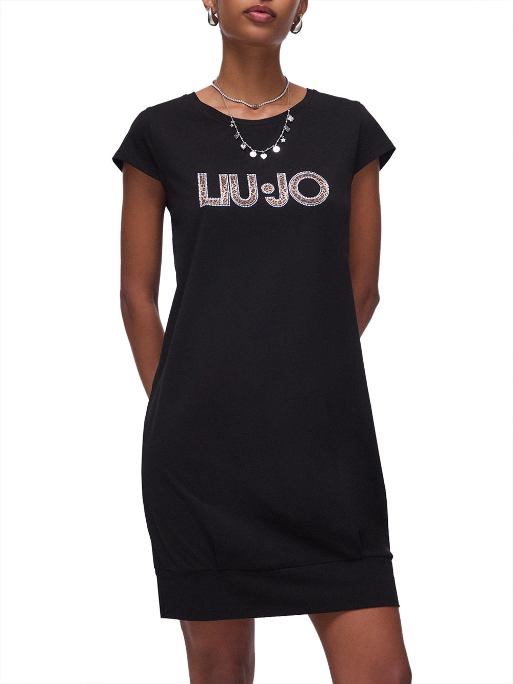 LIUJO BEACHWEAR Abito Corto Con Maxi Logo Liu Jo - Nero