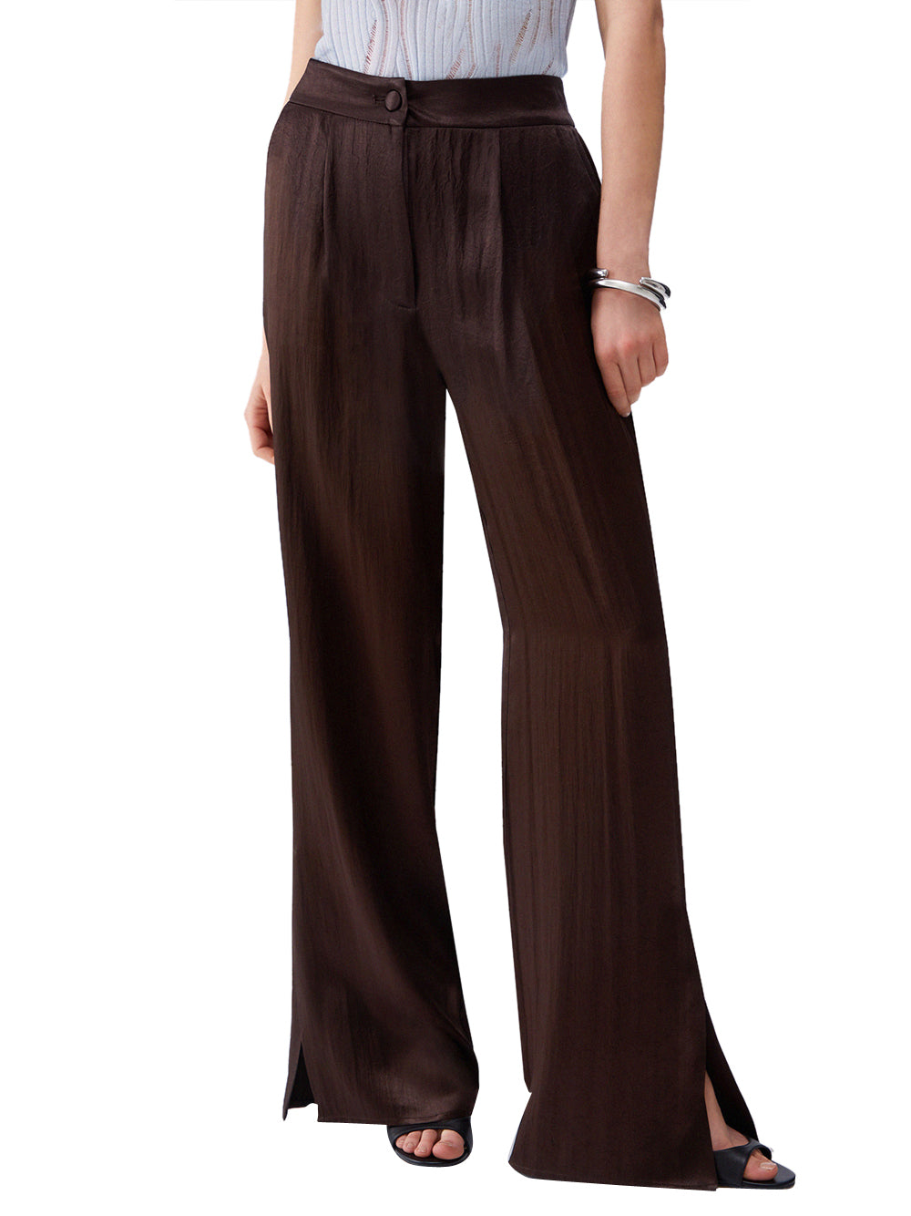 LIU.JO BLACK Pantalone Liu Jo In Raso Con Spacchetti - Marrone