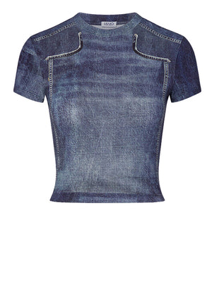 LIUJO CAPSULE ELODIE T-shirt Cropped Liu Jo - Denim