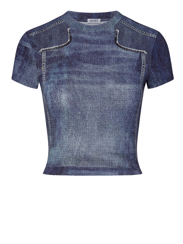 LIUJO CAPSULE ELODIE T-shirt Cropped Liu Jo - Denim