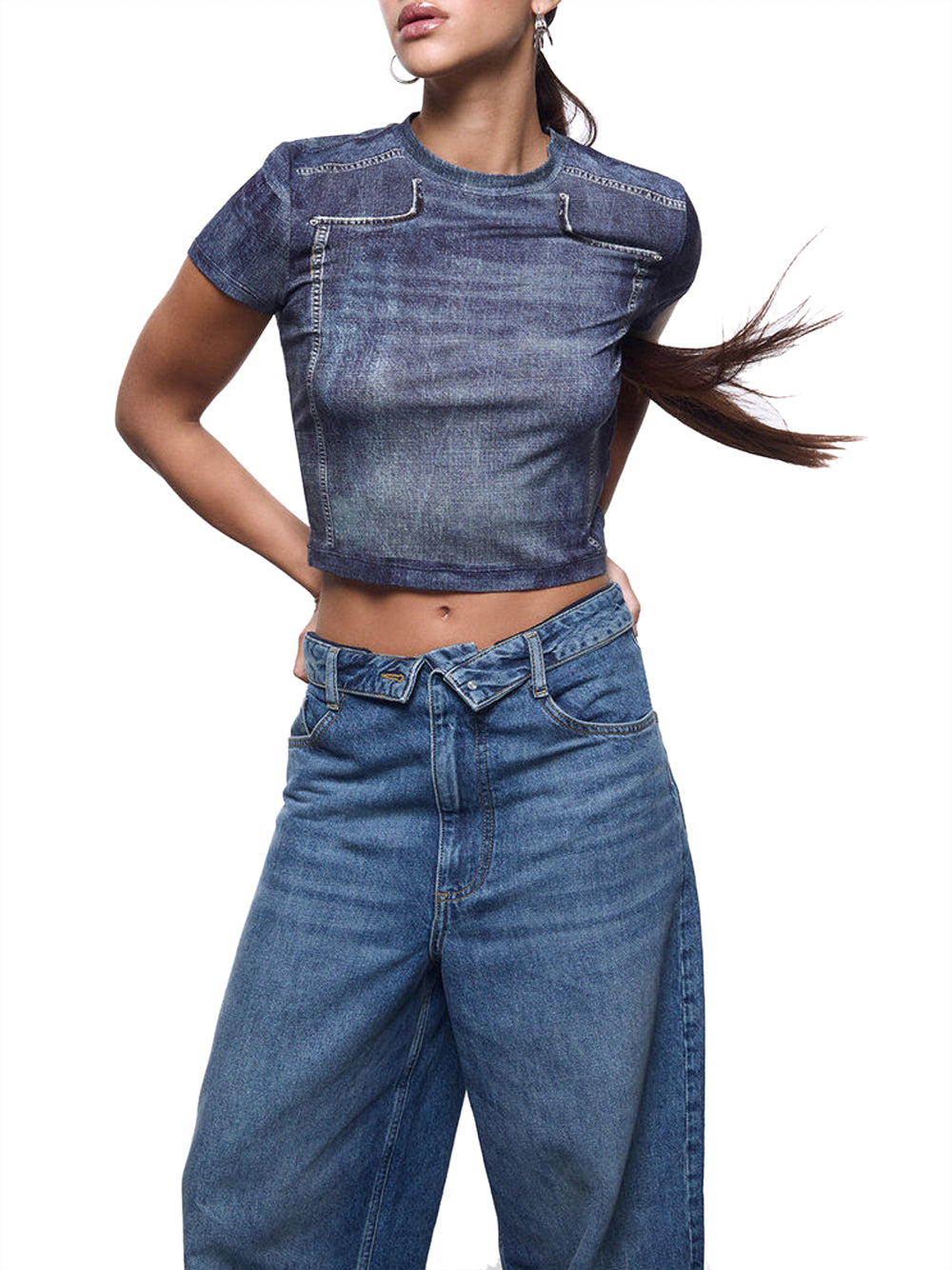 LIUJO CAPSULE ELODIE T-shirt Cropped Liu Jo - Denim