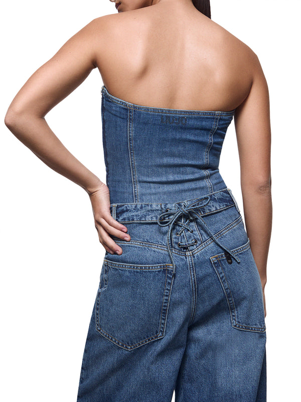 Liu Jo Top Liu Jo Bustier In Denim Blu