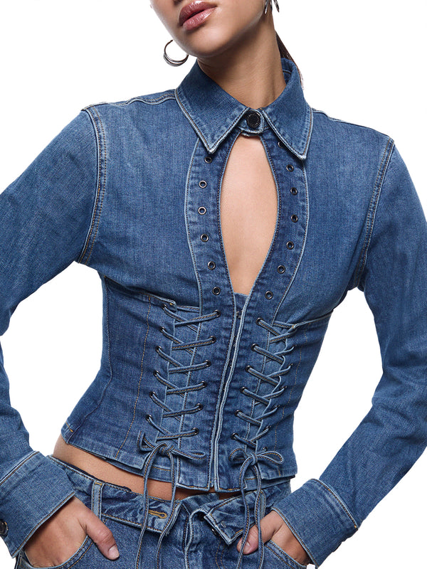 Liu Jo Camicia Liu Jo In Denim Con Stringhe - Blu