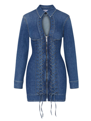 Liu Jo Abito Liu Jo Corto In Denim Con Stringhe Blu