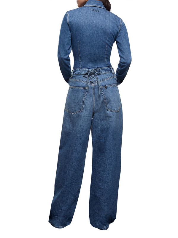 LIUJO CAPSULE ELODIE Jeans Baggy Con Stringhe Liu Jo - Denim