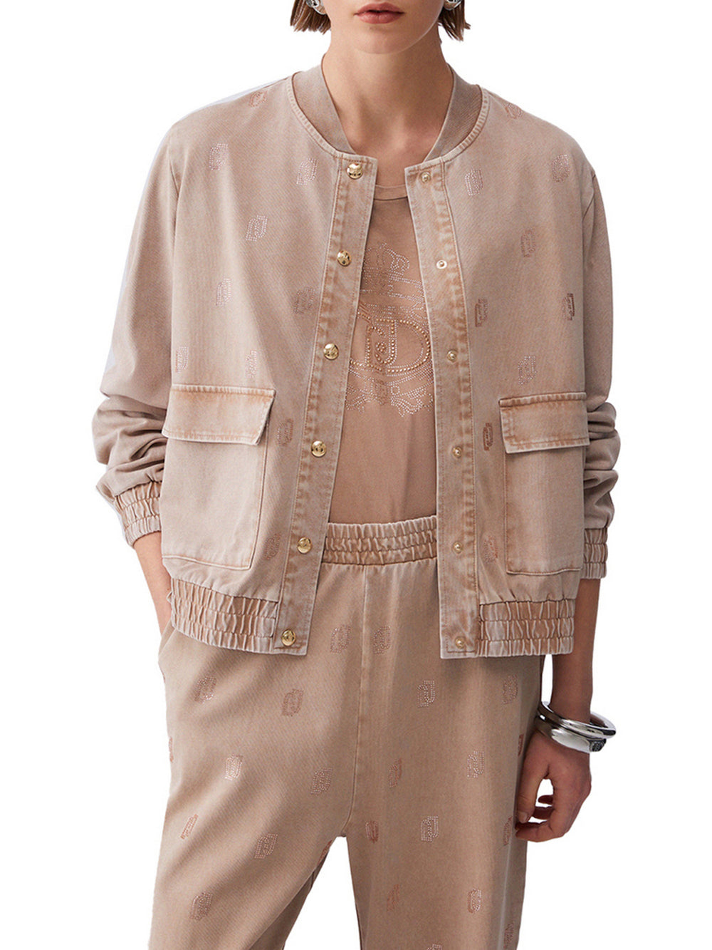 Liu Jo Giacca In Jersey Délavé Liu Jo - Beige