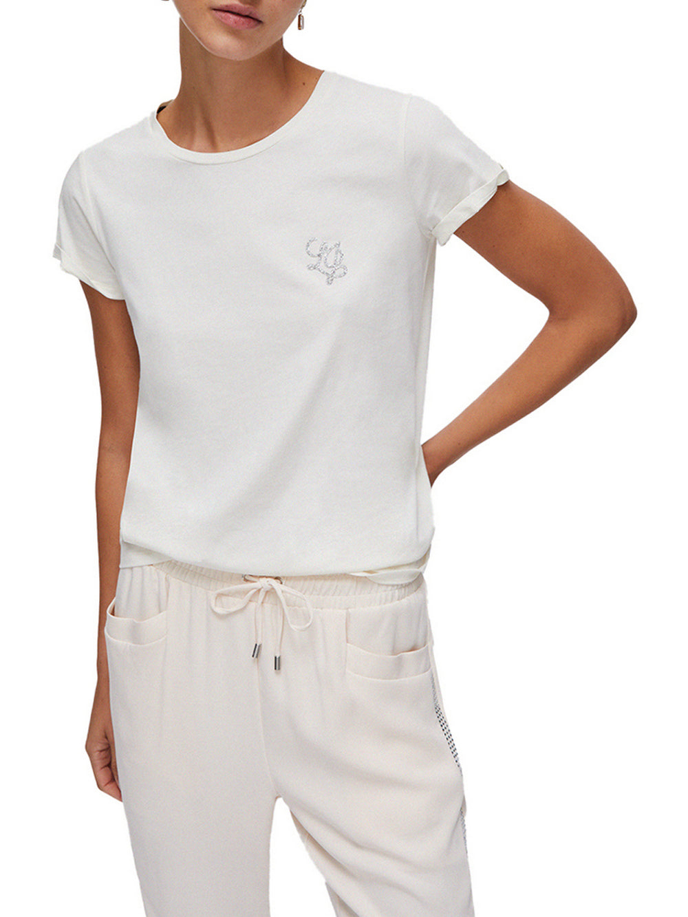 Liu Jo T- Shirt Liu Jo Con Strass - Bianco
