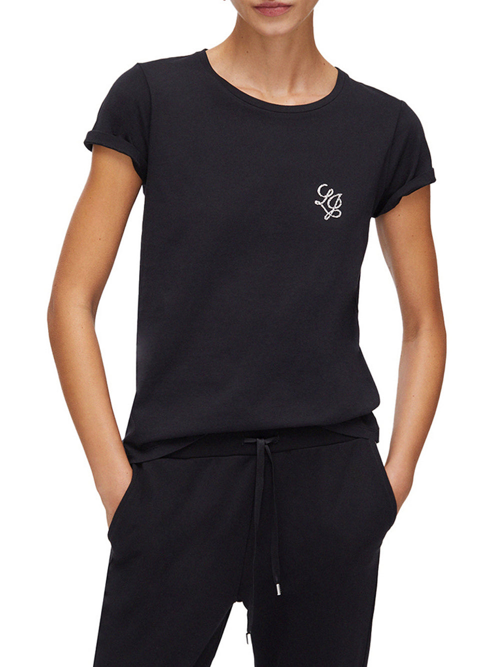 Liu Jo T- Shirt Liu Jo Con Strass - Nero