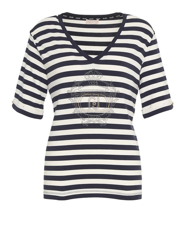 Liu Jo T-Shirt Liu Jo A Righe - Blu/Bianco