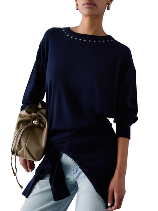 LIU.JO WHITE Maglia Liu Jo In Lana Con Borchie - Navy
