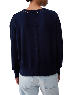 LIU.JO WHITE Maglia Liu Jo In Lana Con Borchie - Navy