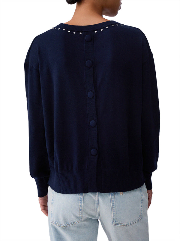 LIU.JO WHITE Maglia Liu Jo In Lana Con Borchie - Navy