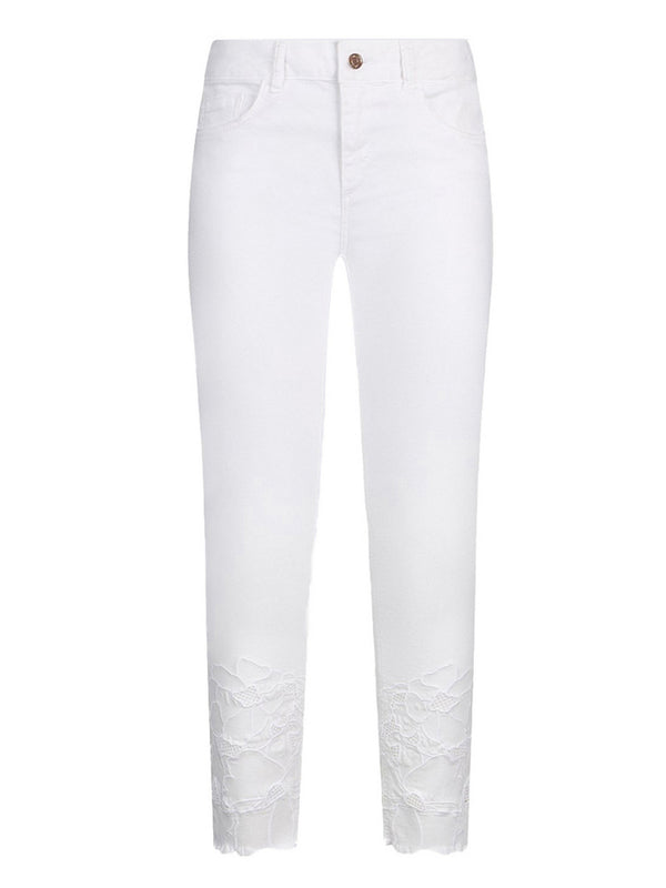 Liu Jo Pantaloni Liu Jo Skinny Con Ricamo Sangallo - Bianco Ottico