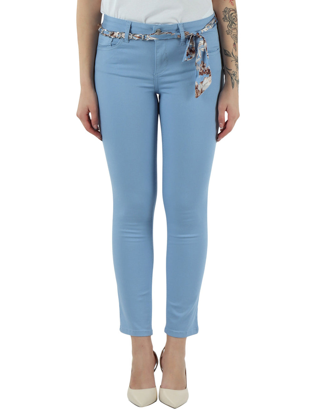 LIU.JO WHITE Pantalone Chino B.Up Ideal Liu Jo - Celeste