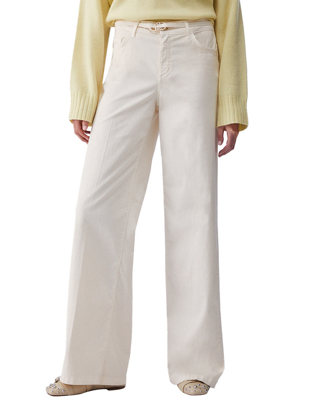 Liu Jo Pantaloni Liu Jo Flare Con Cintura - Panna