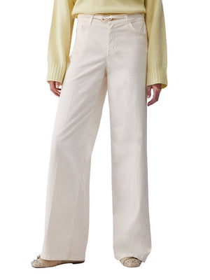 Liu Jo Pantaloni Liu Jo Flare Con Cintura - Panna