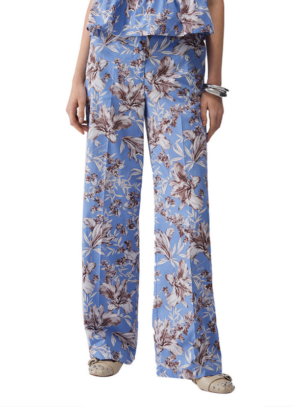 Liu Jo Pantalone A Palazzo Liu Jo In Popeline - Azzurro