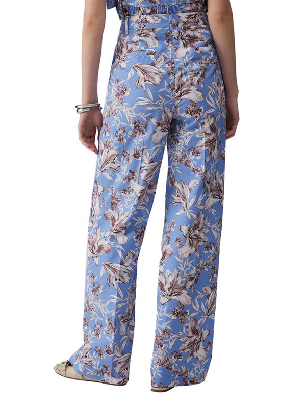 Liu Jo Pantalone A Palazzo Liu Jo In Popeline - Azzurro