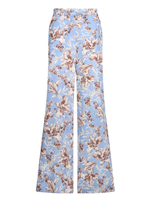 Liu Jo Pantalone A Palazzo Liu Jo In Popeline - Azzurro