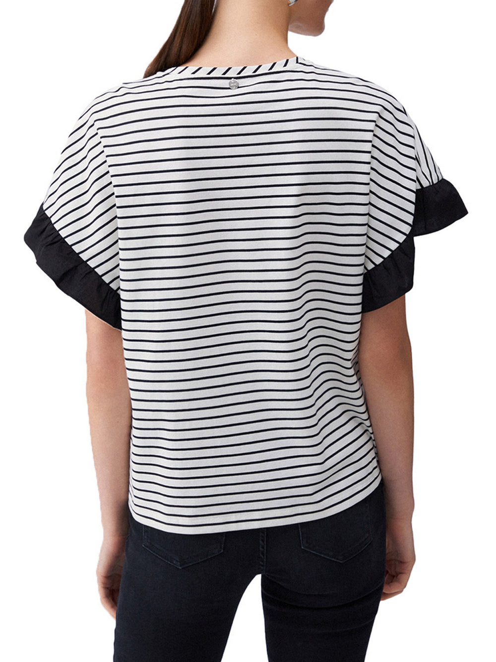 Liu Jo T-Shirt Liu Jo A Righe Con Bottoni Gioiello - Bianco/Nero
