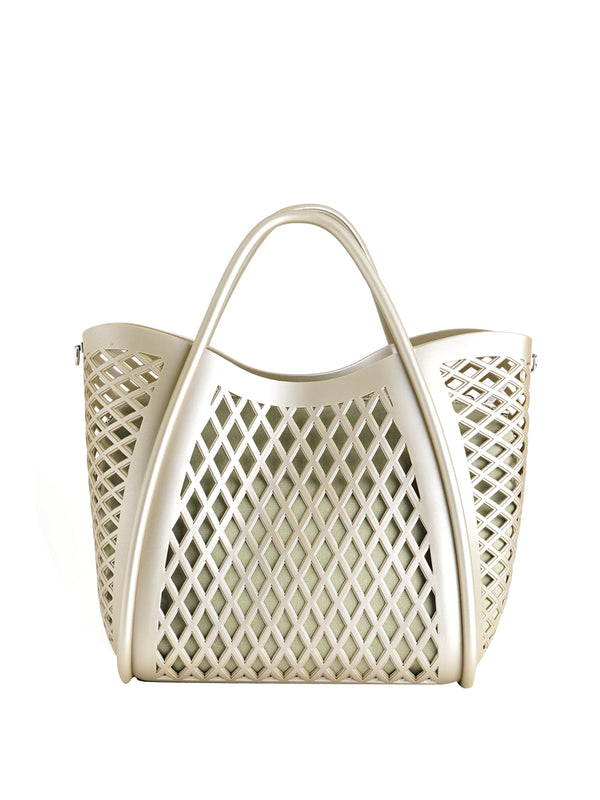 MARC ELLIS Borsa a Mano Flat Basket M Marc Ellis - Kaki/Argento