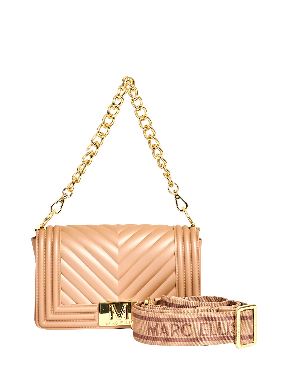 MARC ELLIS Borsa a Tracolla Flat S 26 Marc Ellis - Moka/Oro