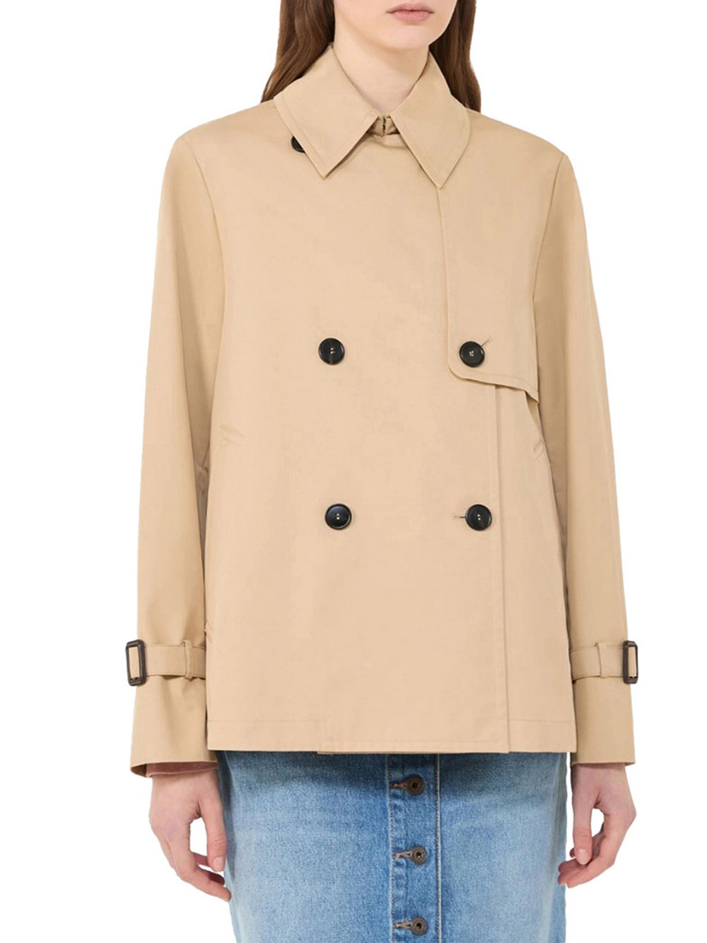 Max Mara Weekend Trench Crop Max Mara In Gabardina Antigoccia - Beige