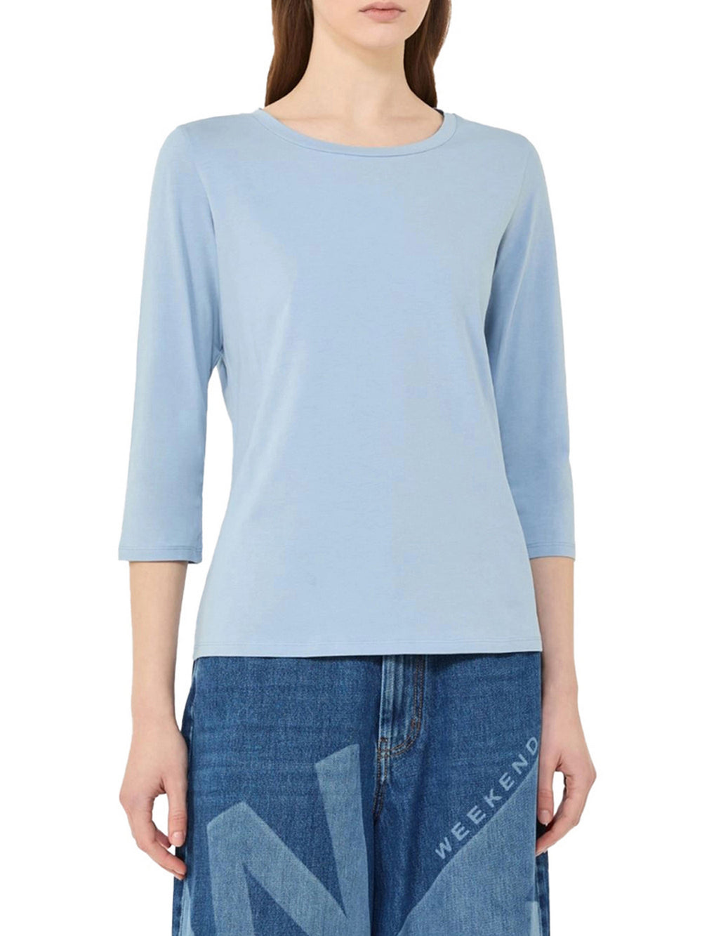 Max Mara Weekend T-Shirt Max Mara In Cotone Stretch - Azzurro