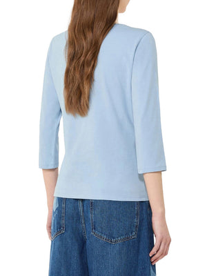 Max Mara Weekend T-Shirt Max Mara In Cotone Stretch - Azzurro